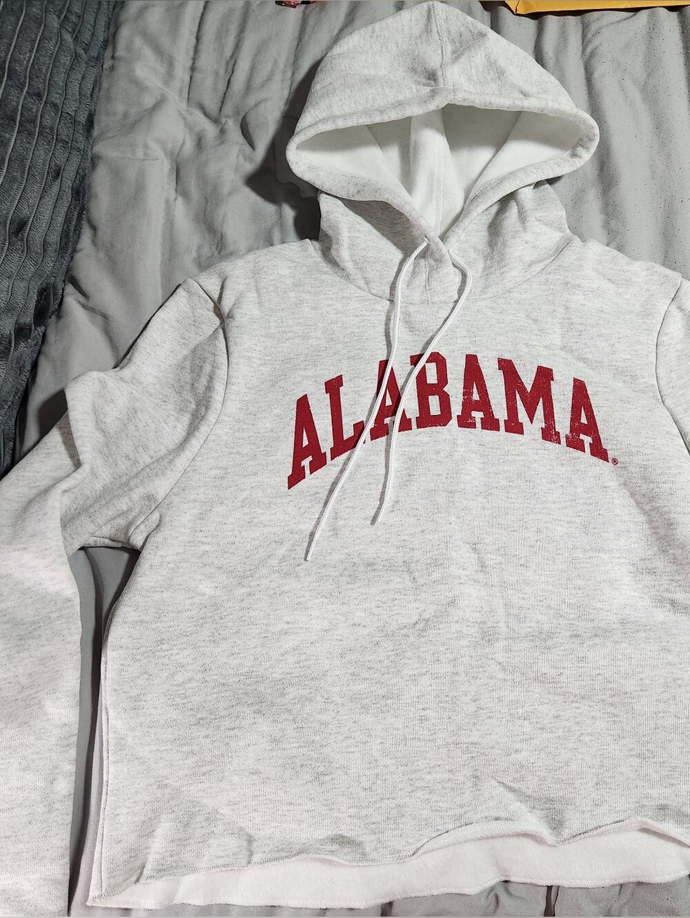 Women's League Collegiate Wear Ash Alabama Crimson Tide  Cropped Pullover Hoodie